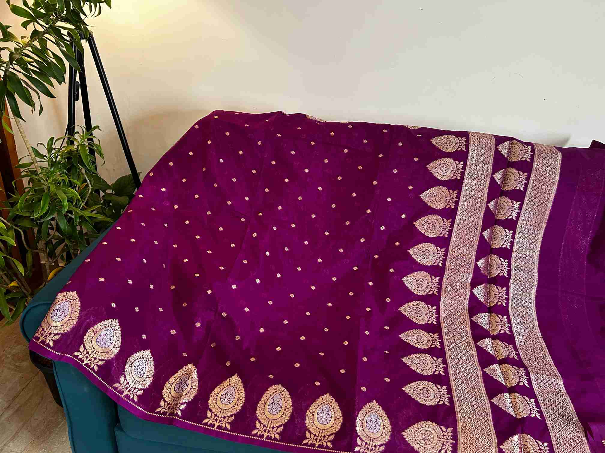 Banarasi Crepe Silk Saree with Sona Rupa Zari Work