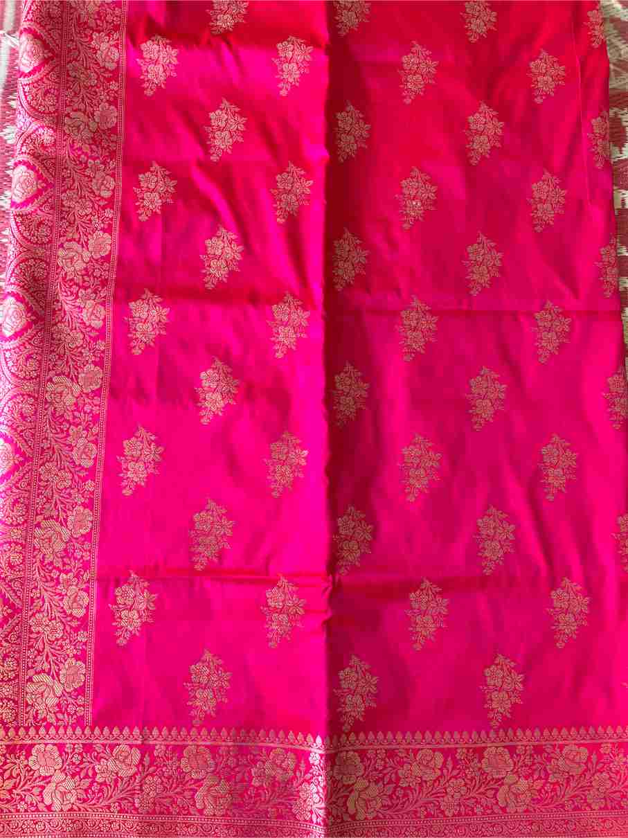 Banarasi Katan Silk Saree in Rani with Boota Zari Work