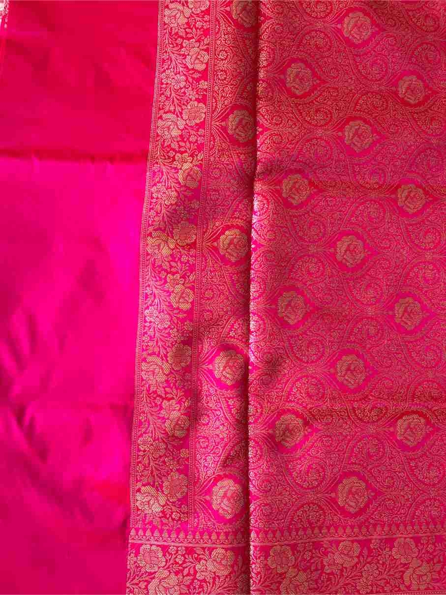 Banarasi Katan Silk Saree in Rani with Boota Zari Work