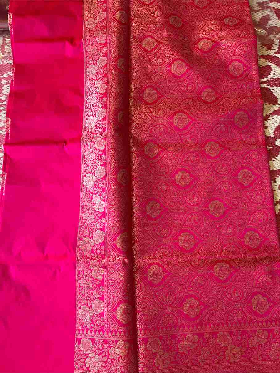 Banarasi Katan Silk Saree in Rani with Boota Zari Work