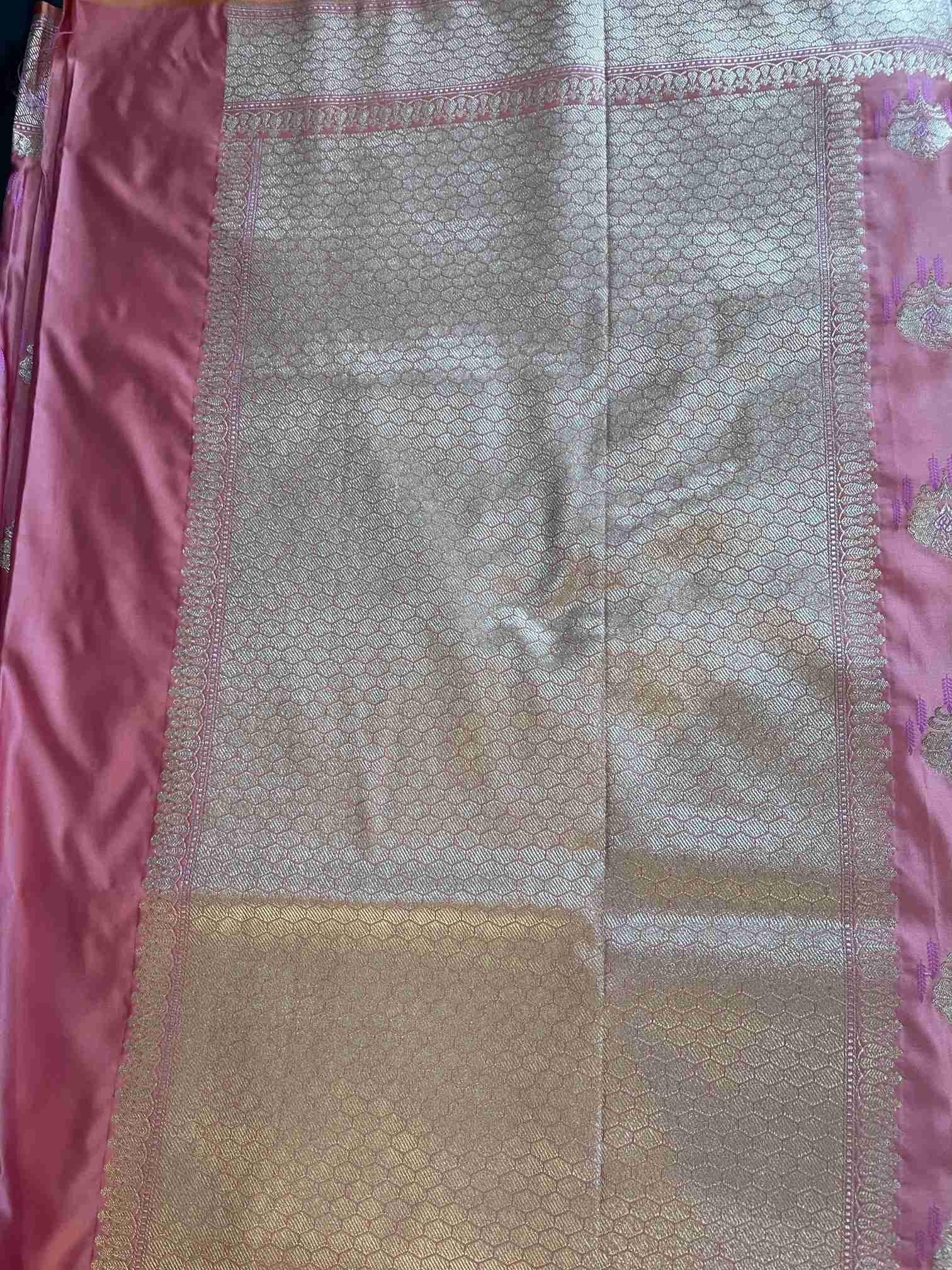 Banarasi Mashroo Silk Saree in Pink with Boota Zari Work