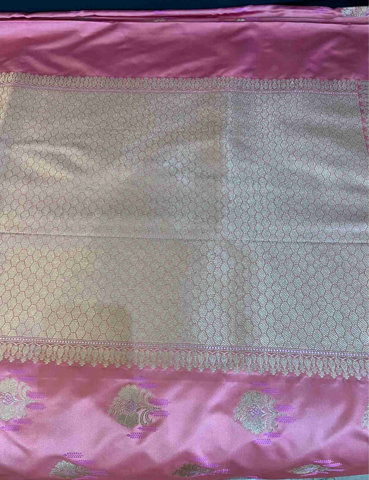 Banarasi Mashroo Silk Saree in Pink with Boota Zari Work