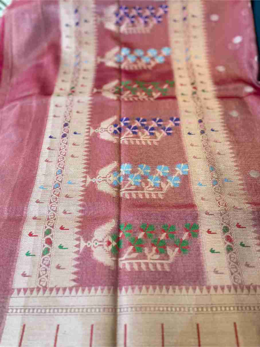 Tissue Silk Saree with Floral Buti Accents