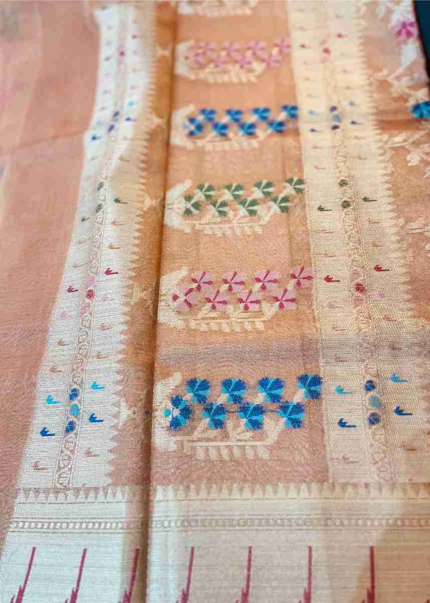 Tissue Silk Saree with Floral Buti Accents