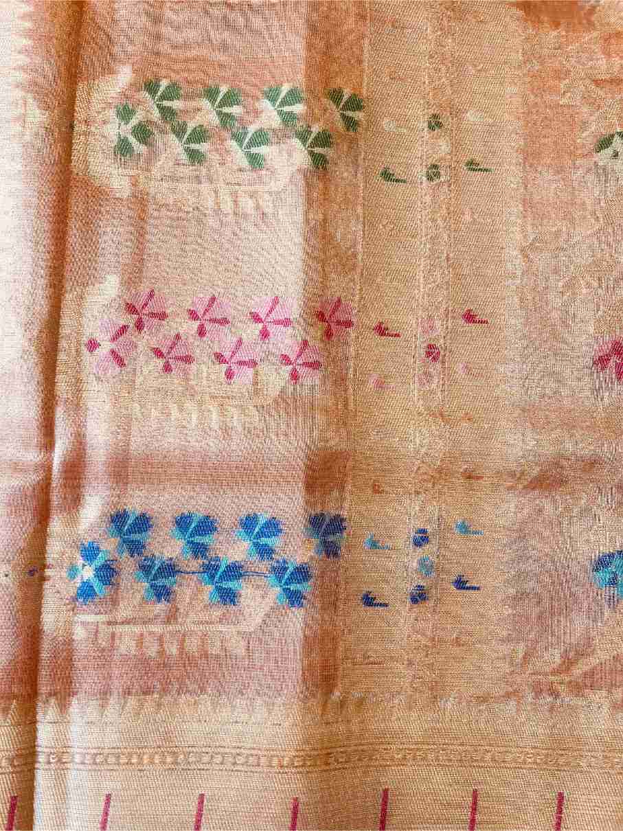 Tissue Silk Saree with Floral Buti Accents