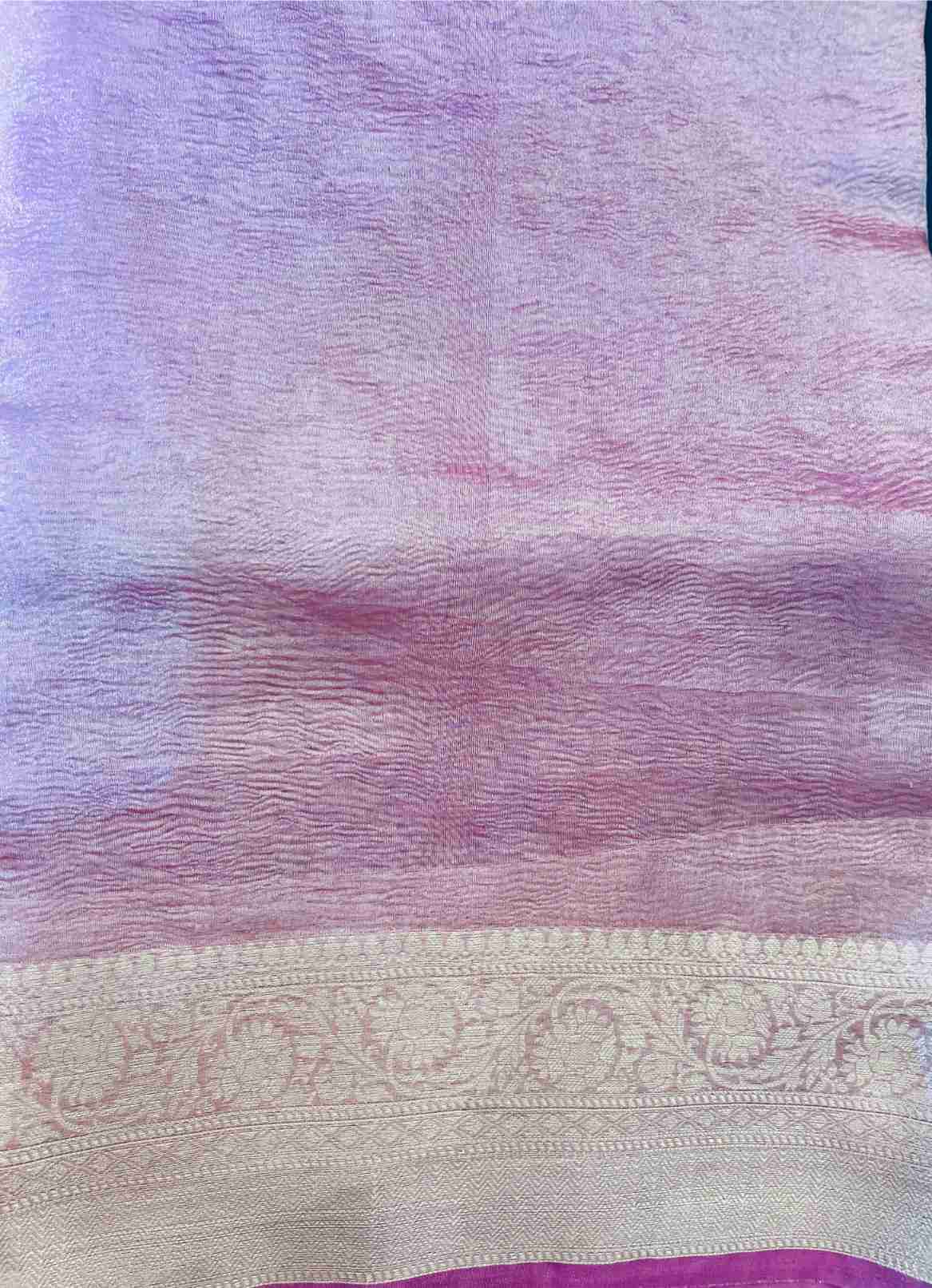 Banarasi Crush Tissue Saree in Pink with Zari Work