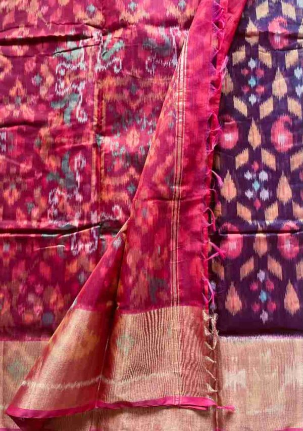 Pochampally Ikkat SICO Saree in Violet with Geometric Diamond Motifs