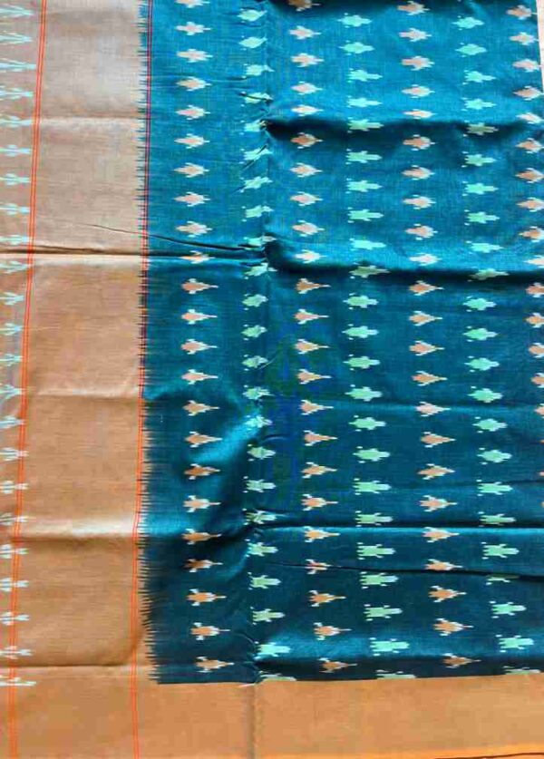 Pochampally Ikkat Cotton Saree in Sea Green with Abstract Patterns