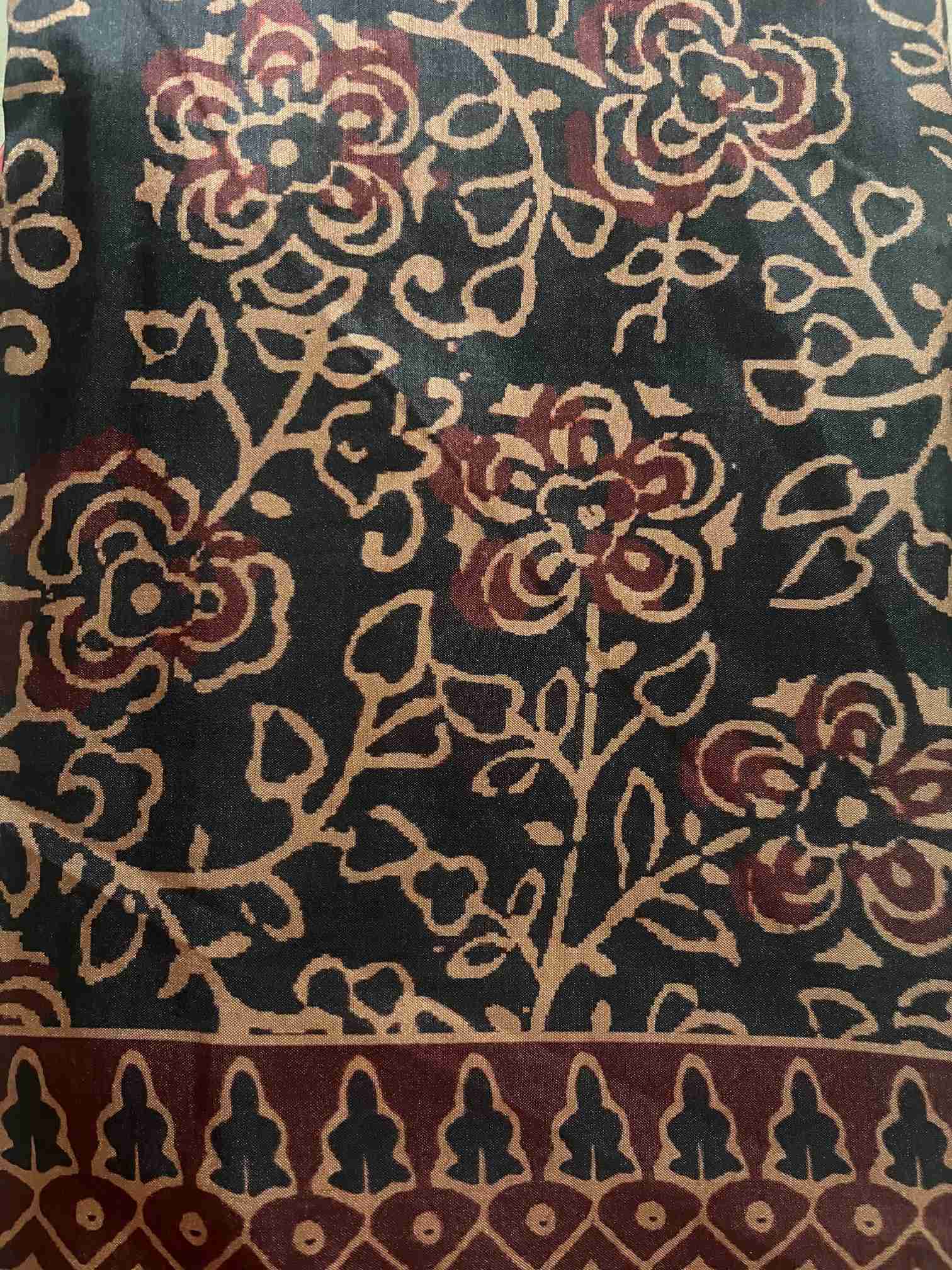 Ajrakh Printed Saree with Heritage Borders