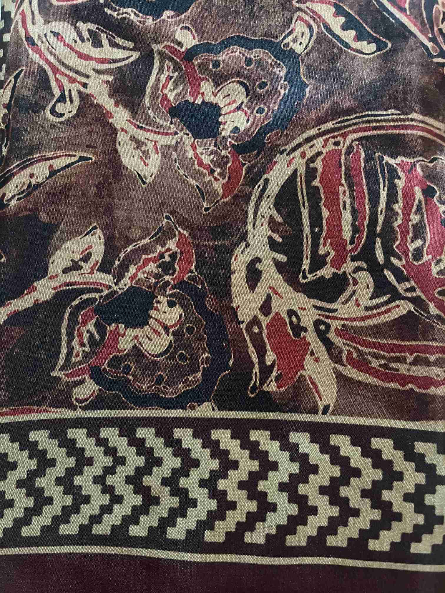 Ajrakh Printed Saree with Heritage Borders