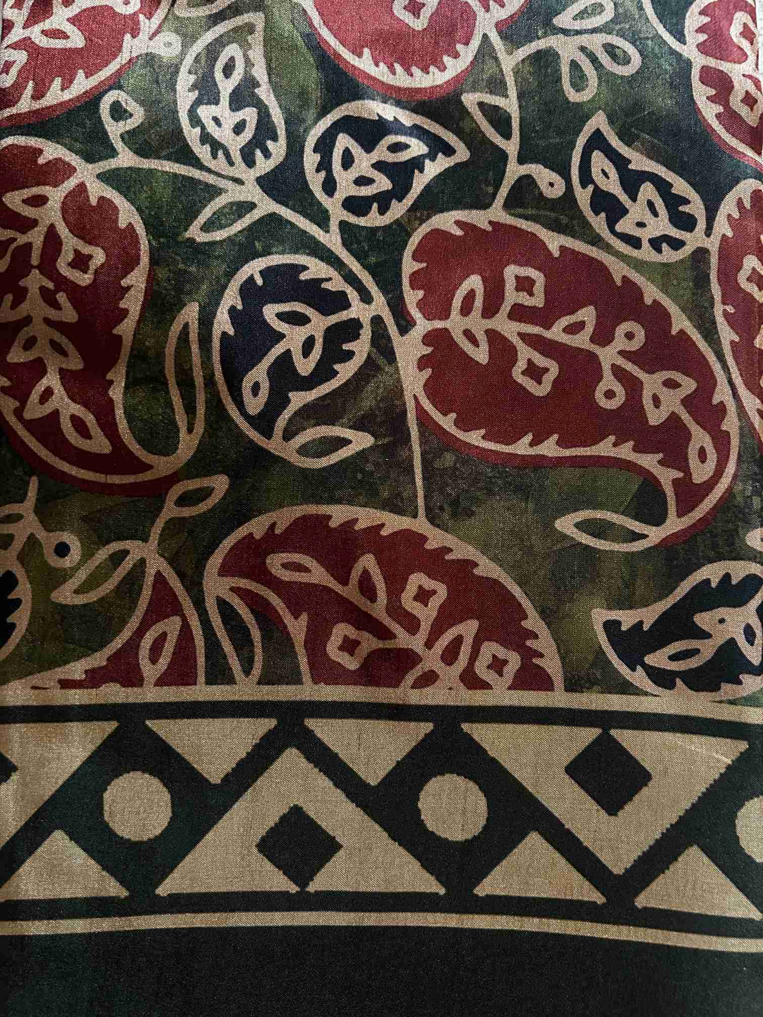 Ajrakh Printed Saree with Heritage Borders