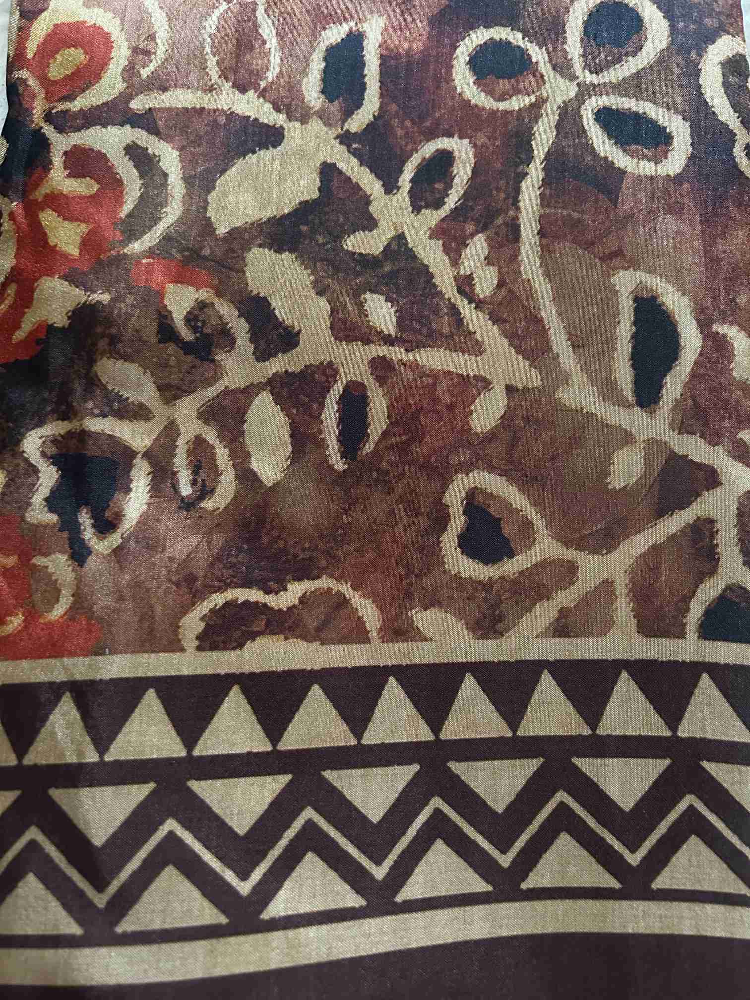 Ajrakh Printed Saree with Heritage Borders