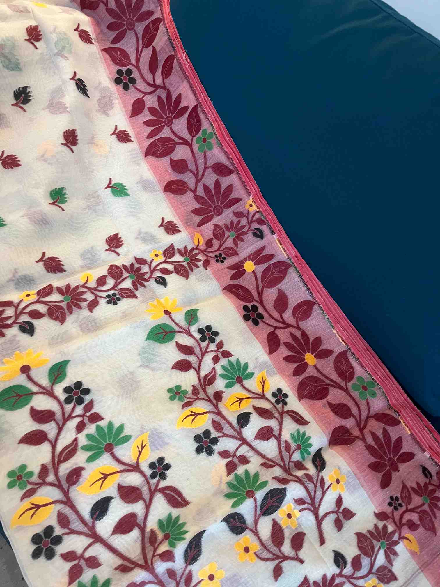Cotton Jamdani Saree in Off White