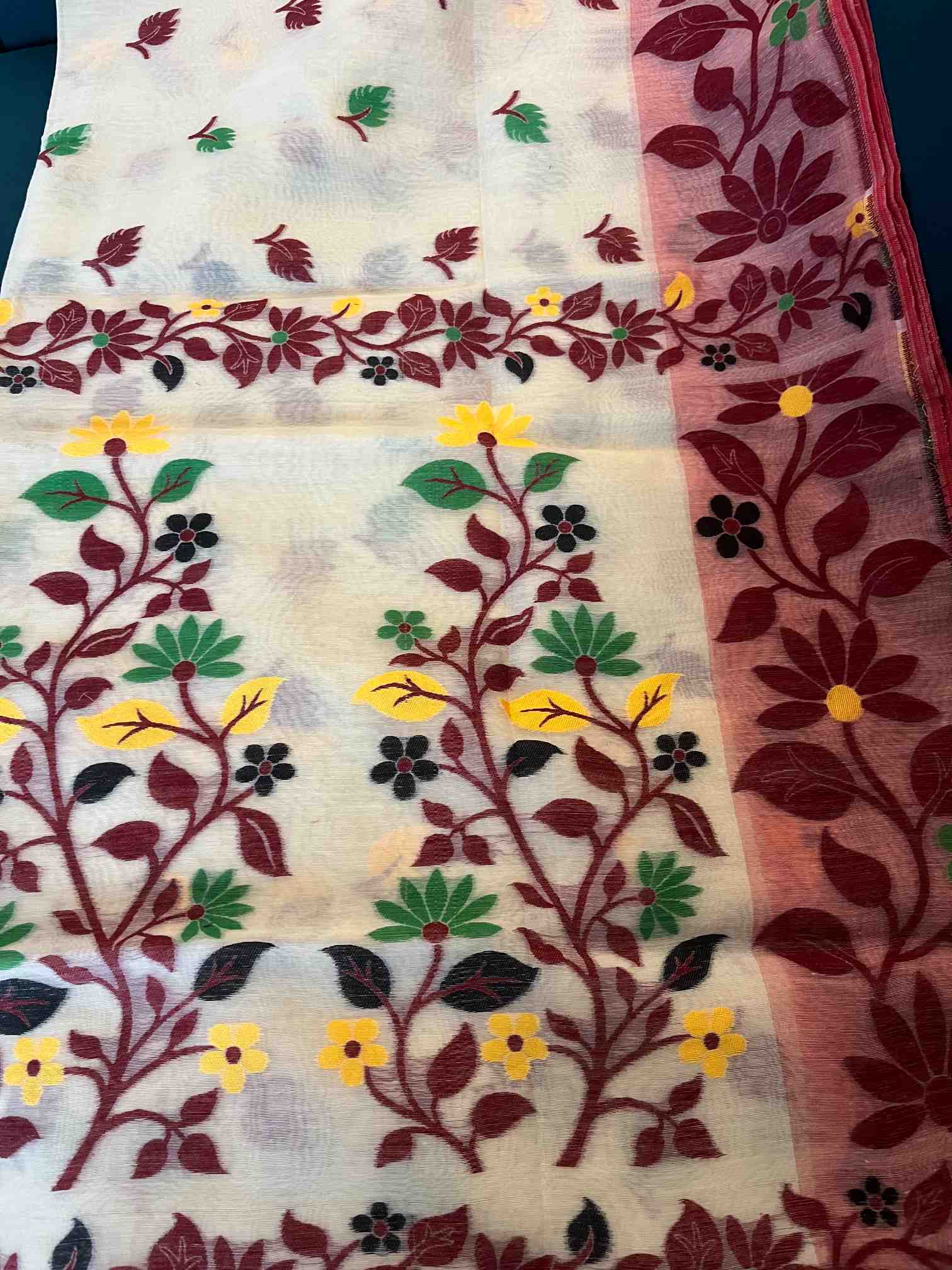 Cotton Jamdani Saree in Off White