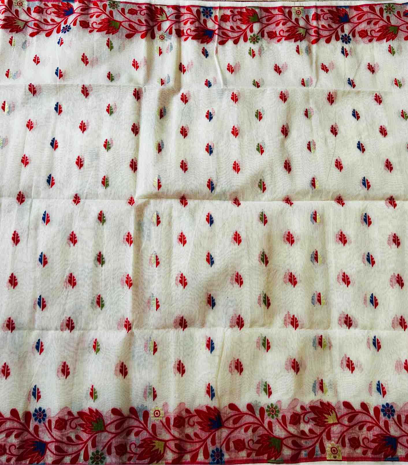 Cotton Jamdani Saree in White