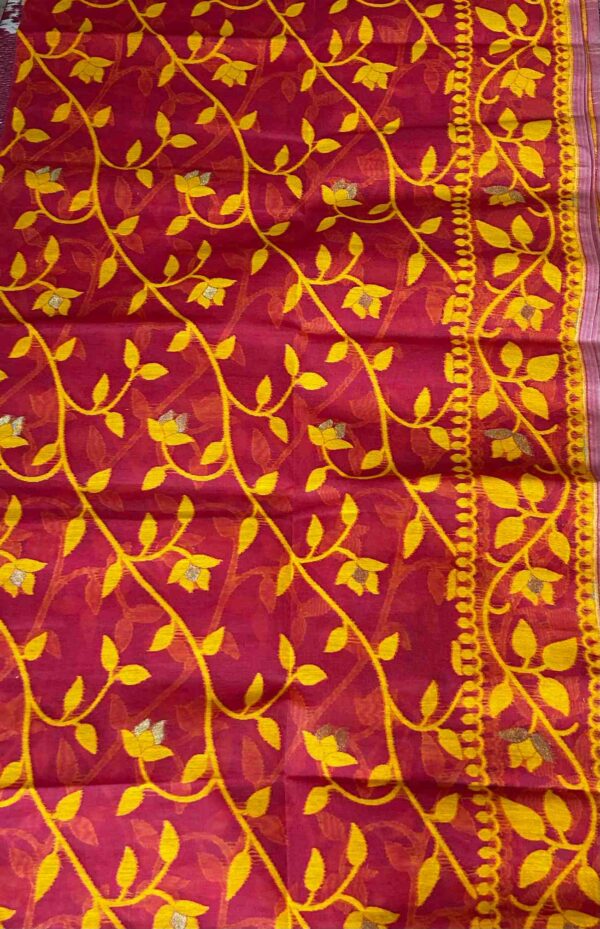Cotton Jamdani Saree in Maroon