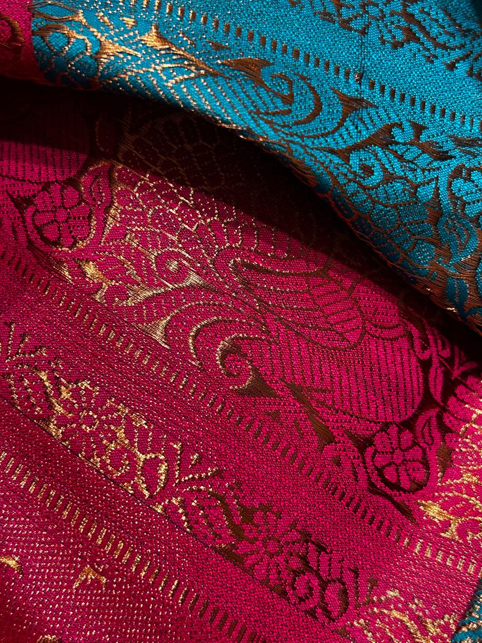 Kanjivaram Jacquard Silk Saree with Woven Zari Pattern