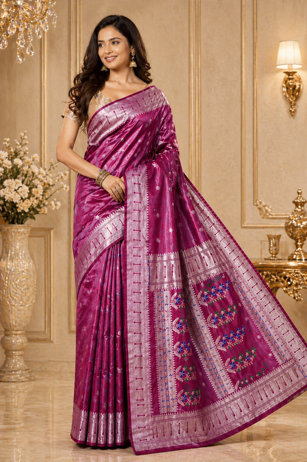 Tissue Silk Saree with Floral Buti Accents