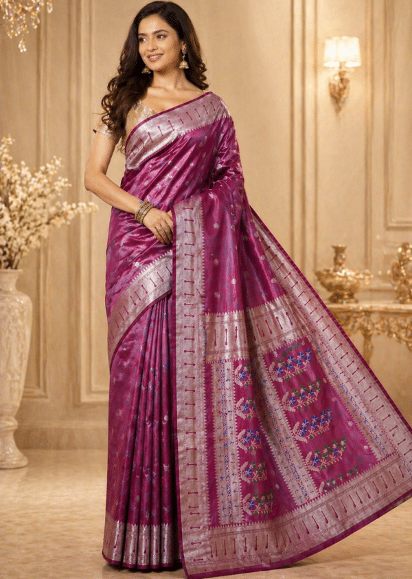 Tissue Silk Saree with Floral Buti Accents