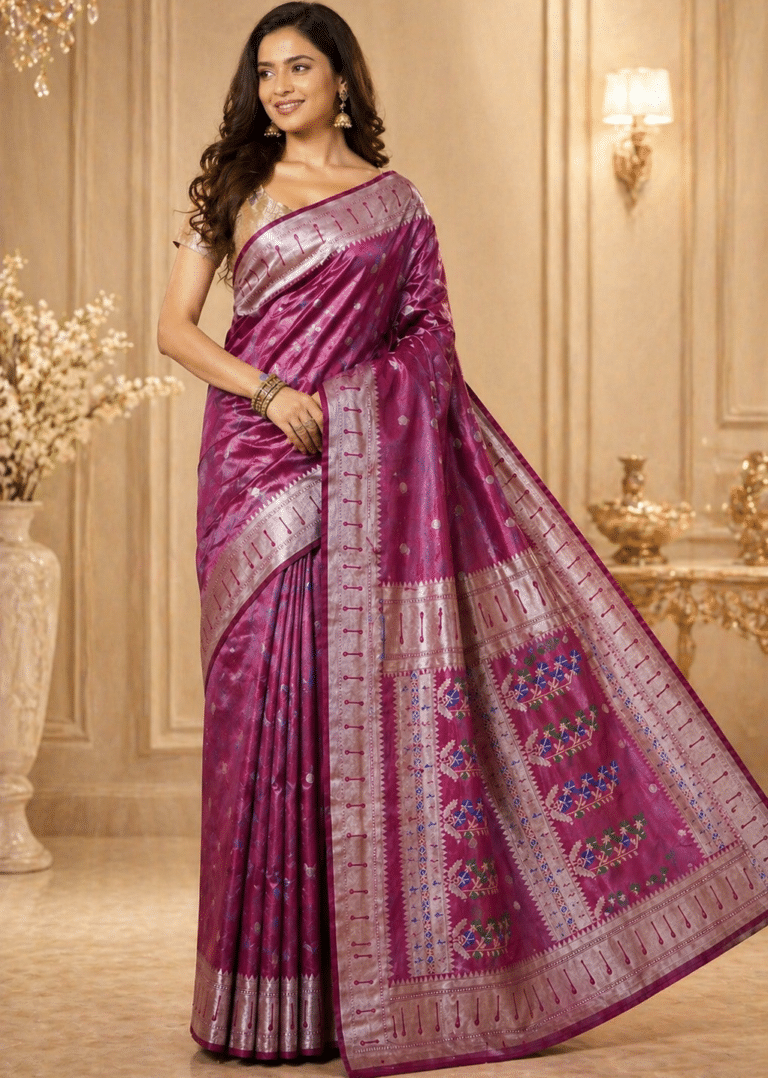Tissue Silk Saree with Floral Buti Accents