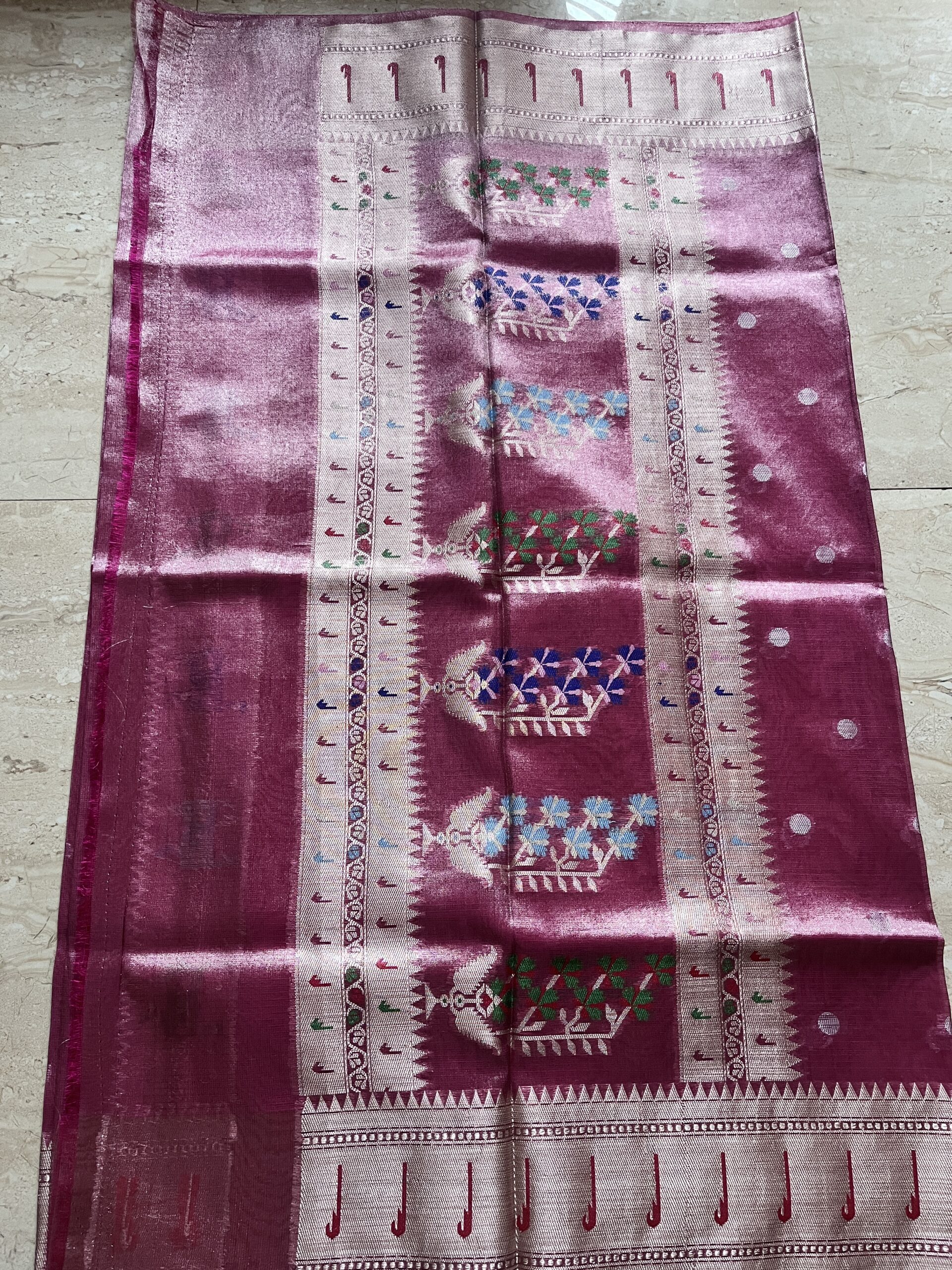 Tissue Silk Saree with Floral Buti Accents