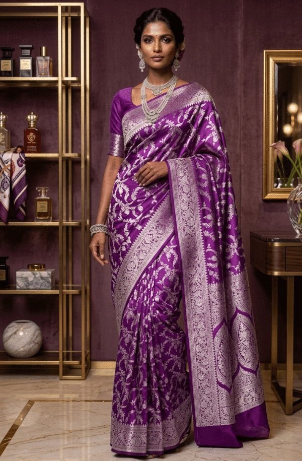 Banarasi Katan Silk Saree in Purple with Zari Work