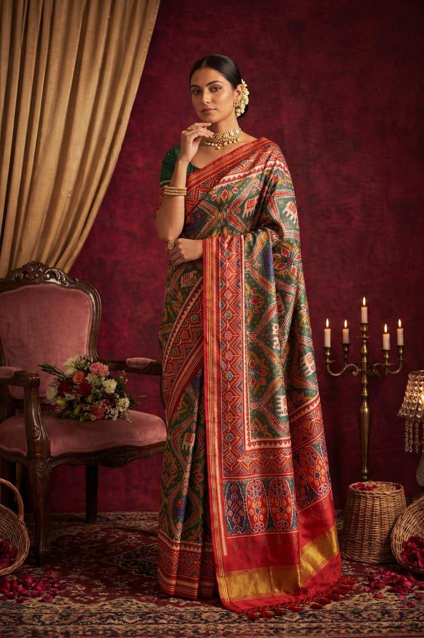 Woman in colorful traditional saree