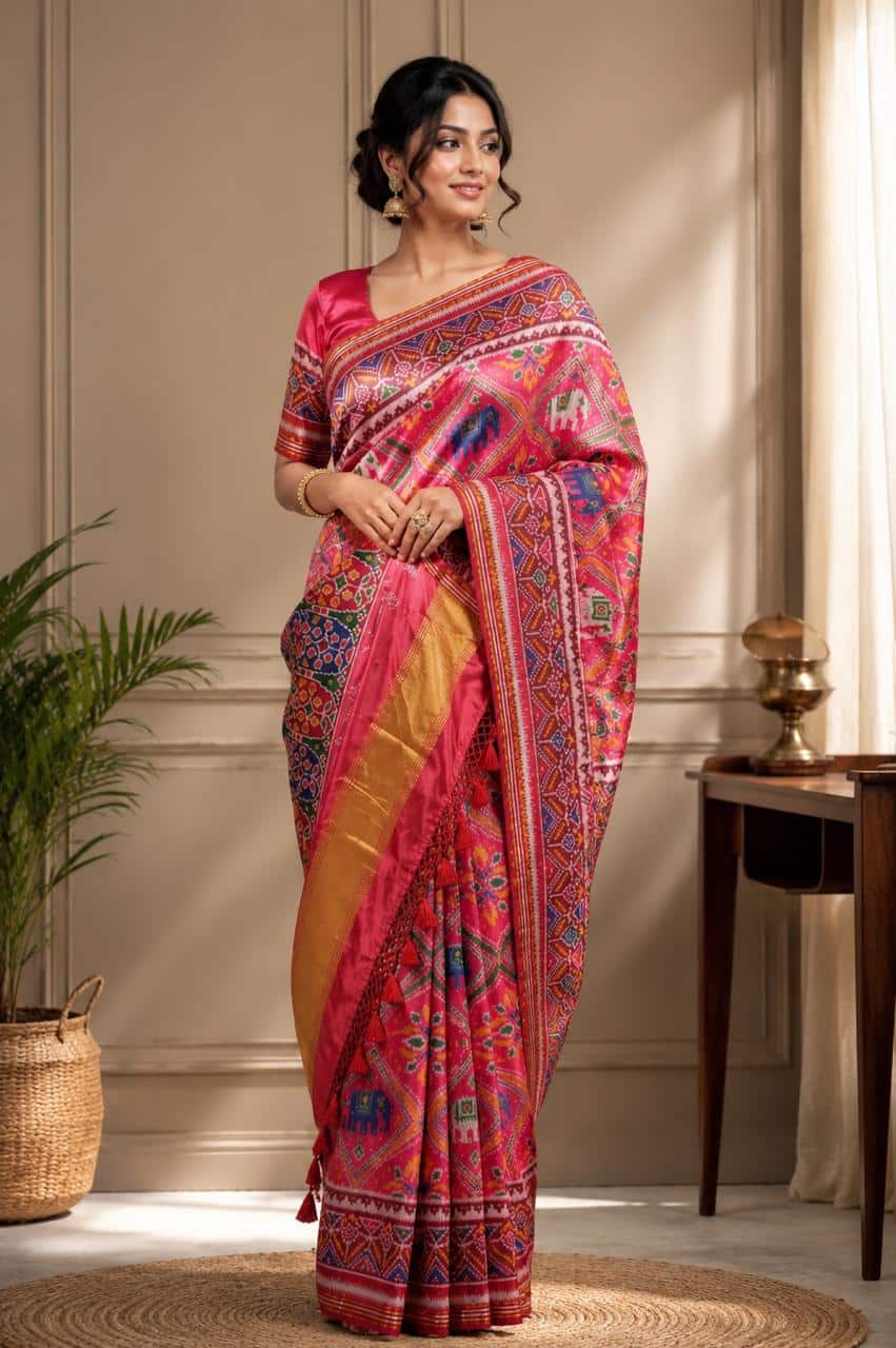 Woman in colorful traditional saree