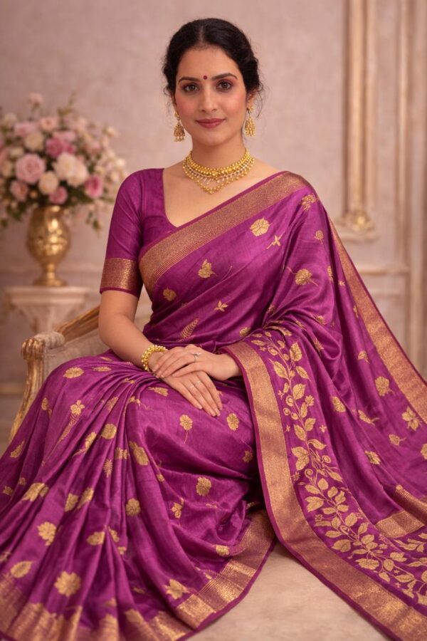 Pink Hand-Painted Pure Tussar Silk Saree – Silk Mark Certified